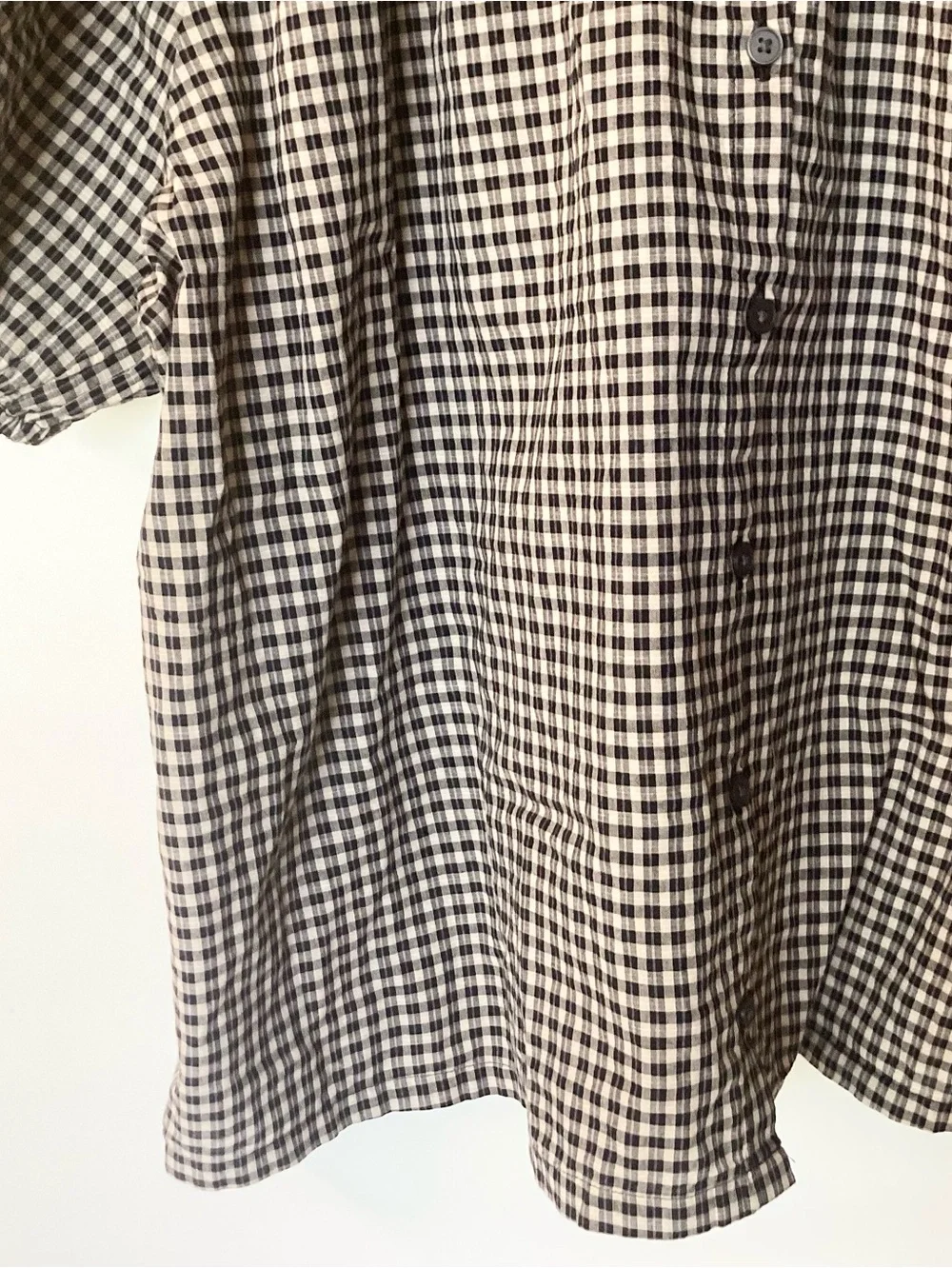 NWT Old Navy Short Sleeve 100% Cotton Airy Button Down Top - Black Check - LT - Picture 3 of 8